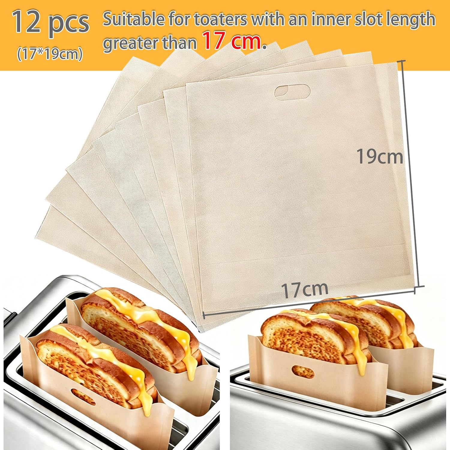 Reusable Non-Stick Toaster Bags 12 Pack, 6.7×7.5inch image 2