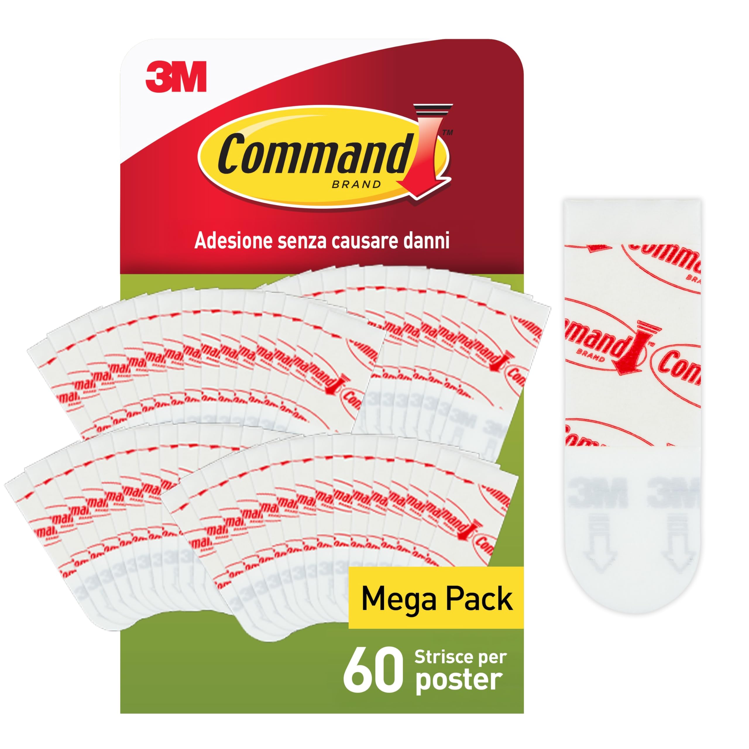 Command Strisce per Poster, 60 strisce Adesive Piccole - Ideale per Appendere Poster, Calendari o Immagini Senza Cornice