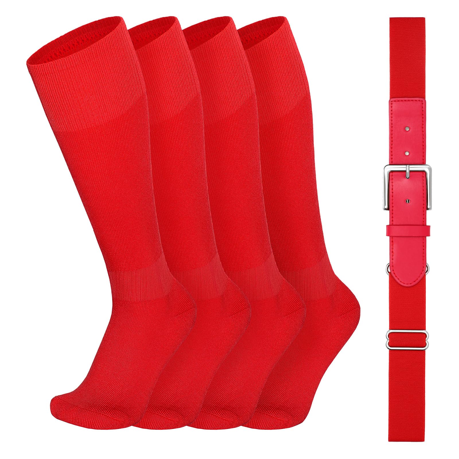 VONMELLI Youth Baseball Belt and Socks Combo, Elastic Softball Belts and Socks for Boys and Adult (2 Pairs of Socks &amp; 1 Belt)