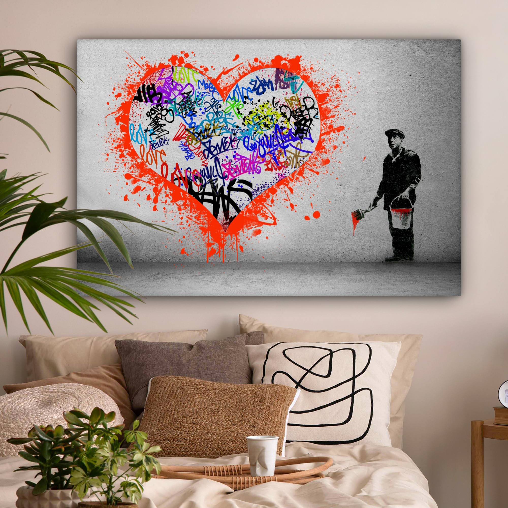 MuchoWow© Canvas Schilderij 120x80 cm Kamer Muur Decoratie Woonkamer Slaapkamer Room Decor Wall Decoration Art Painting Hert - Graffiti - Dieren - Kleuren