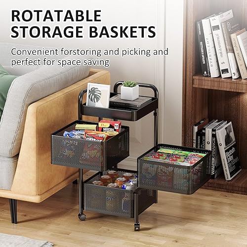 Miniatura 2 de Estante giratorio de almacenamiento de cocina, sin montaje, estante de baño, organizadores y carrito de almacenamiento para frutas, verduras,