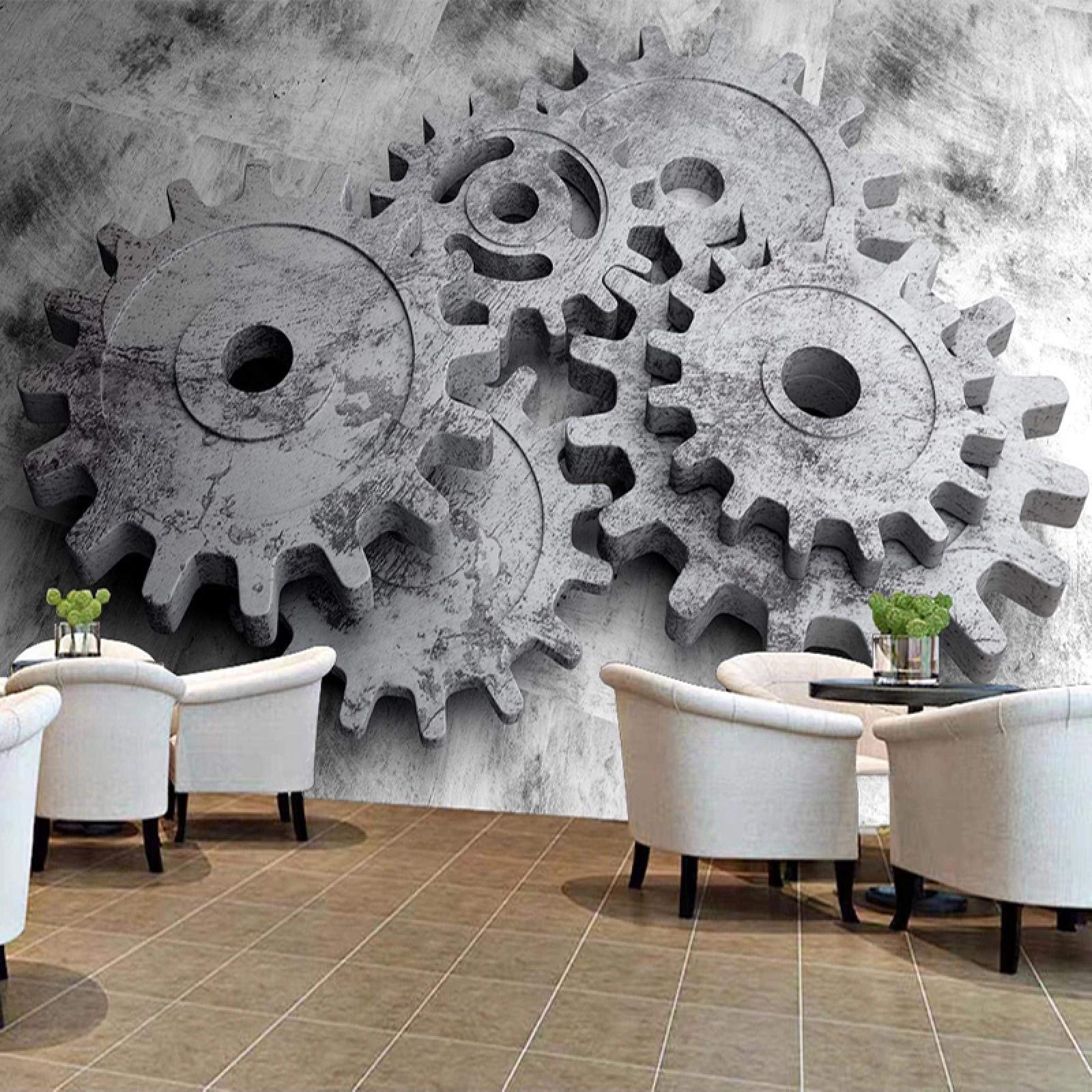 HGFHGD Engranaje mecánico de relieve tridimensional 3D papel tapiz mural grande para sala de estar bar restaurante cartel decoración pintura de pared