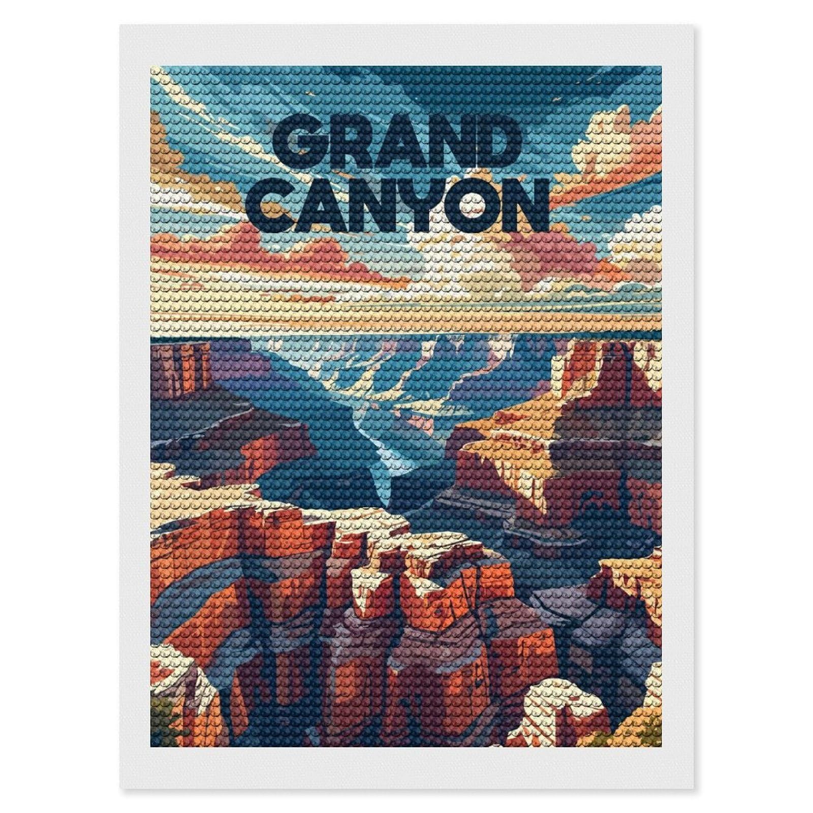 Junmoney Grand Canyon Landscape Art DIY Diamond Art Canvas Kit 12"x16", Adhesive Canvas, Easy to Enjoy, Farmhouse Decor, Festive Craft Gift