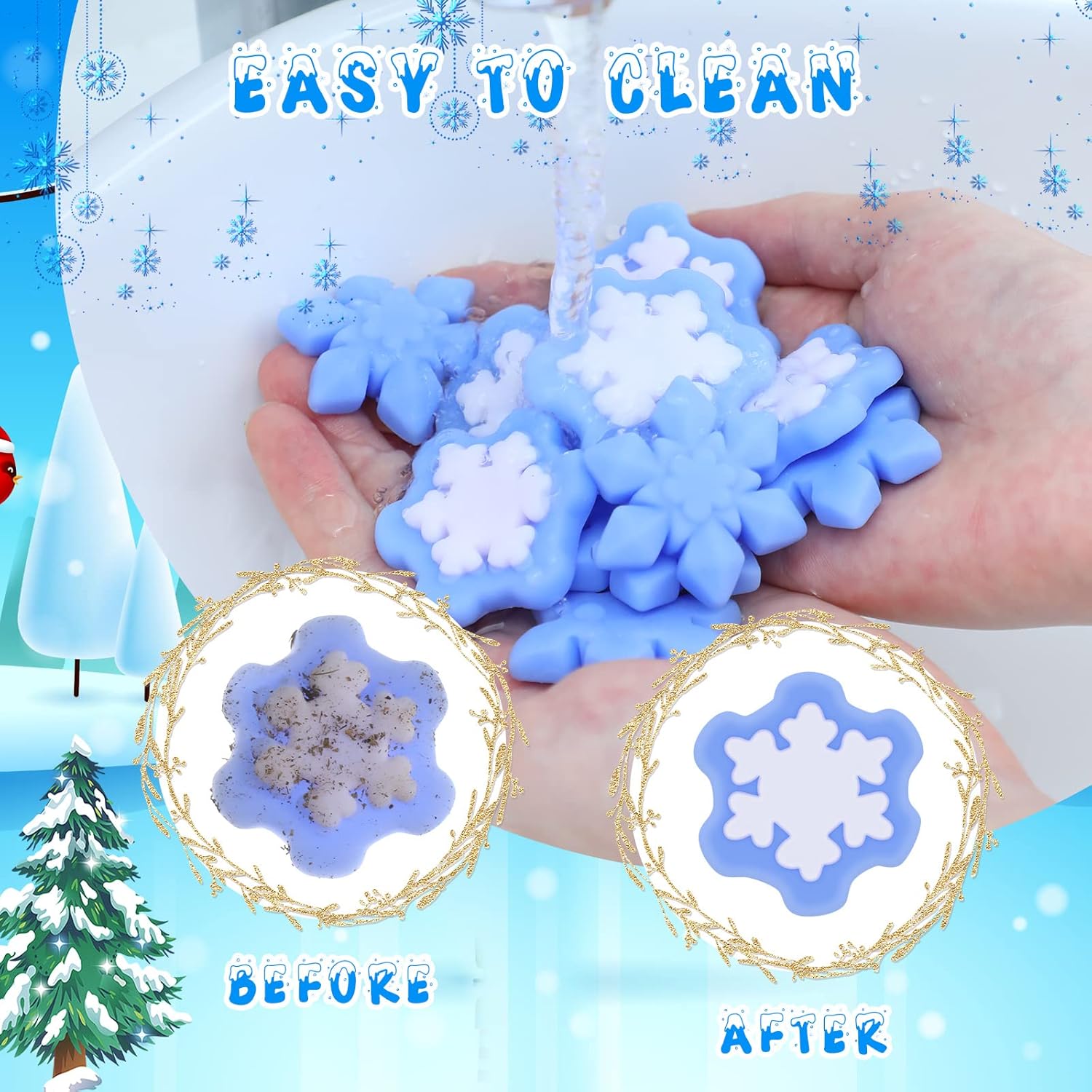 Jerify 150 Pcs Snowflake Winter Fidget Toys Frozen Party Favors Winter Stress Balls Bulk Soft Sensory Fidget Sticky Toys Ice Skating Cute Party Favors for Goodie Bag Stuffers