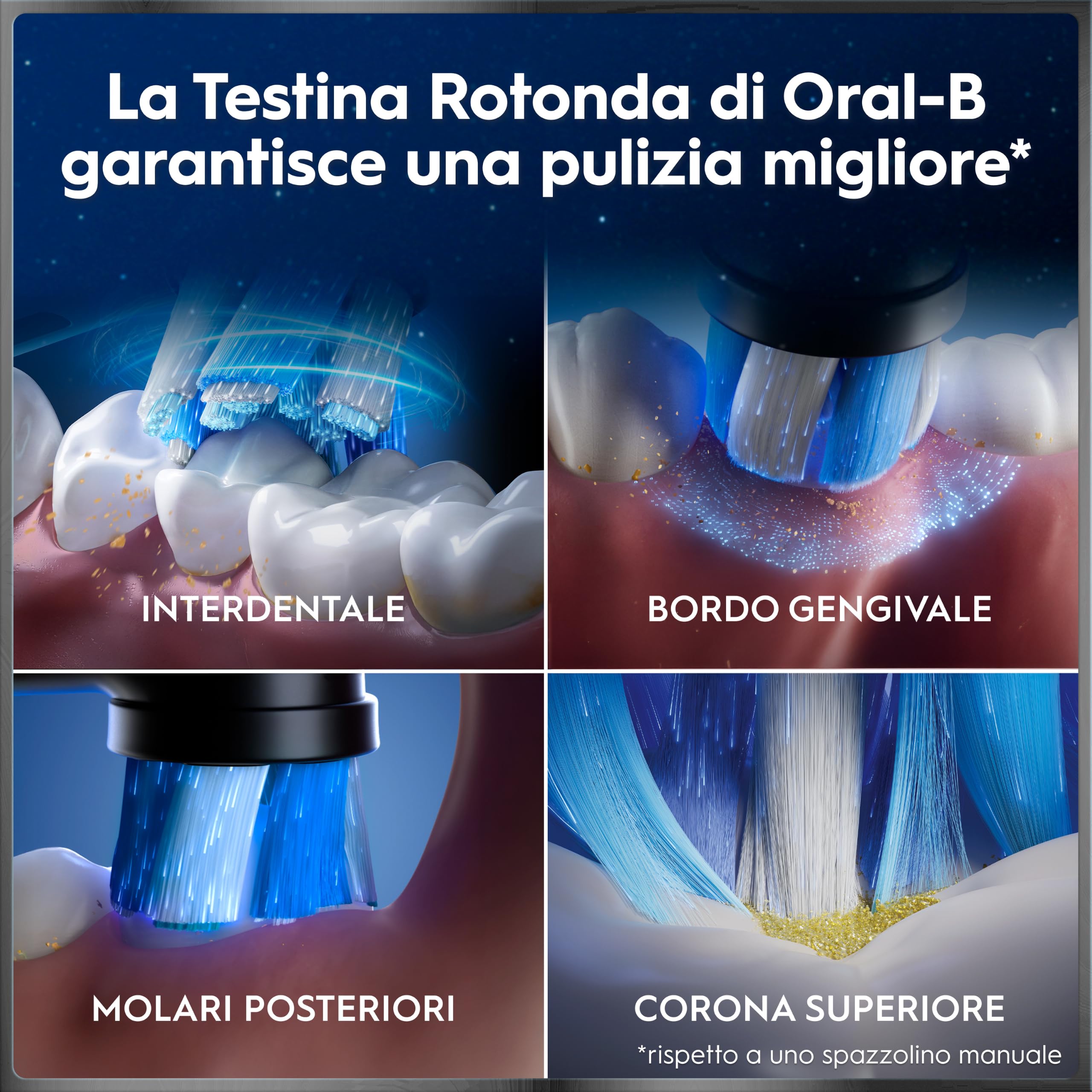 Oral-B iO 10 Spazzolino Elettrico, 3 Testine di Ricambio, Custodia, Nero - 3 Testina di Ricambio per Spazzolino Elettrico, Ricaricabile, Custodia da Viaggio Ricaricabile, Pulizia Denti Efficace