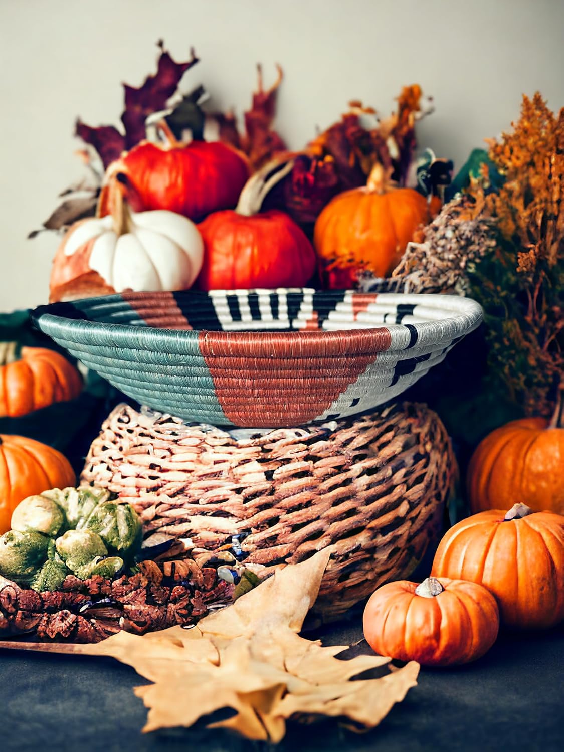 African Basket/Rwanda Woven Basket Sisal & Sweetgrass Bowl wall hanging basket| fruit basket Biko 10" x 2.5"