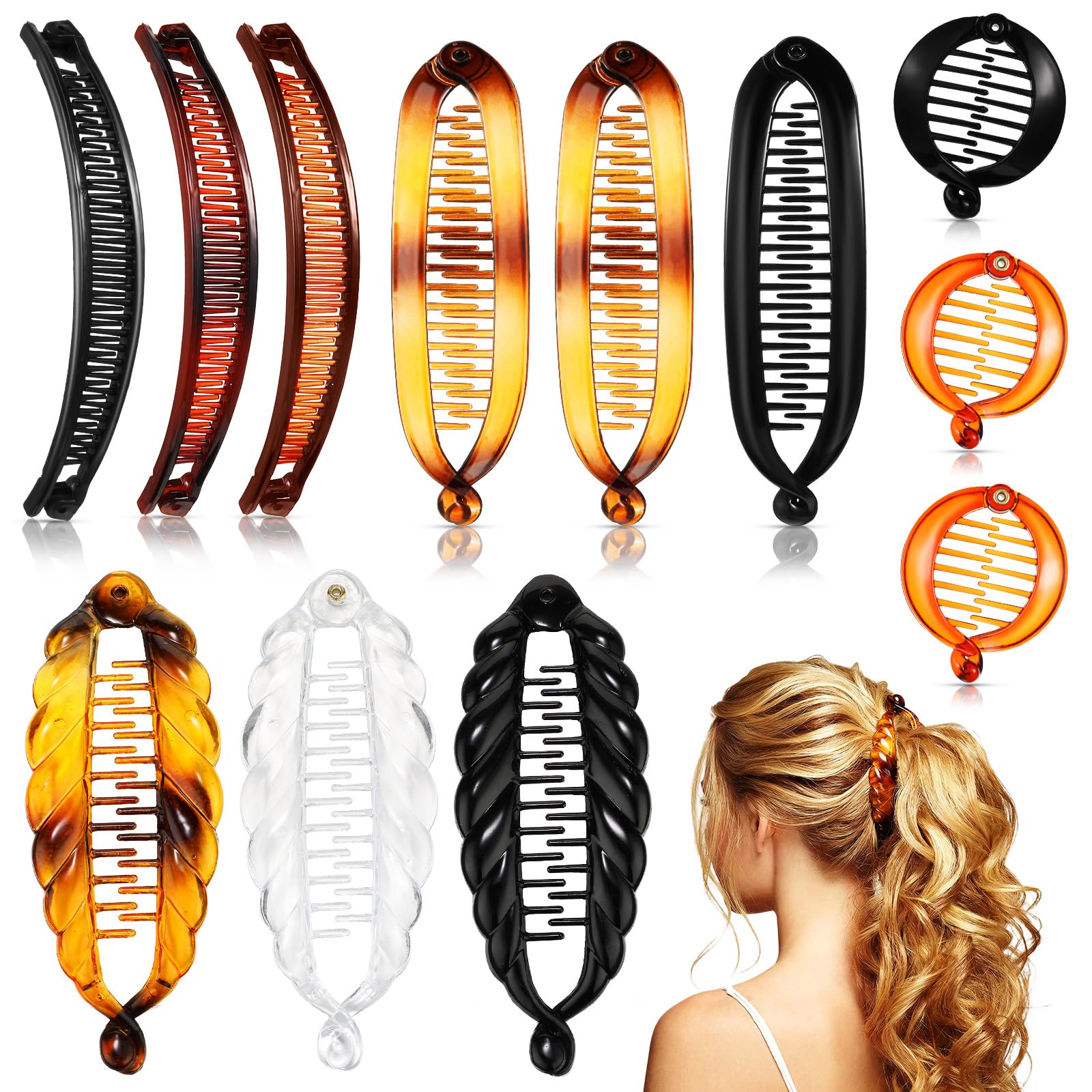 Clip à cheveux banane lot de 12 peignes queue de poisson multicolores - 8