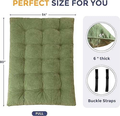 Miniatura 2 de MAXYOYO Colchón japonés de suelo tamaño matrimonial, colchón futón plegable de 6 pulgadas, cama enrollable de felpilla gruesa, tapete de tatami para