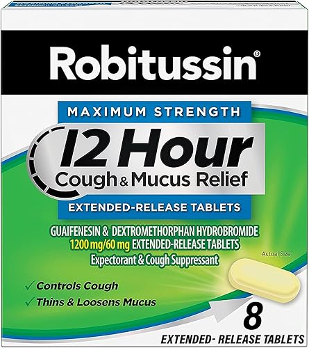 Miniatura 1 de Robitussin Tablet 12 horas para aliviar la tos y la mucosidad, de liberación prolongada, controla la tos, adelgaza y afloja el moco, sin alcohol, 1