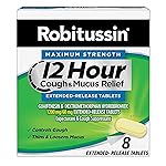 Robitussin Maximum Strength 12 Hour Cough and Mucus Relief, Expectorant and Cough Suppressant, 8 Extended-Release Tablets