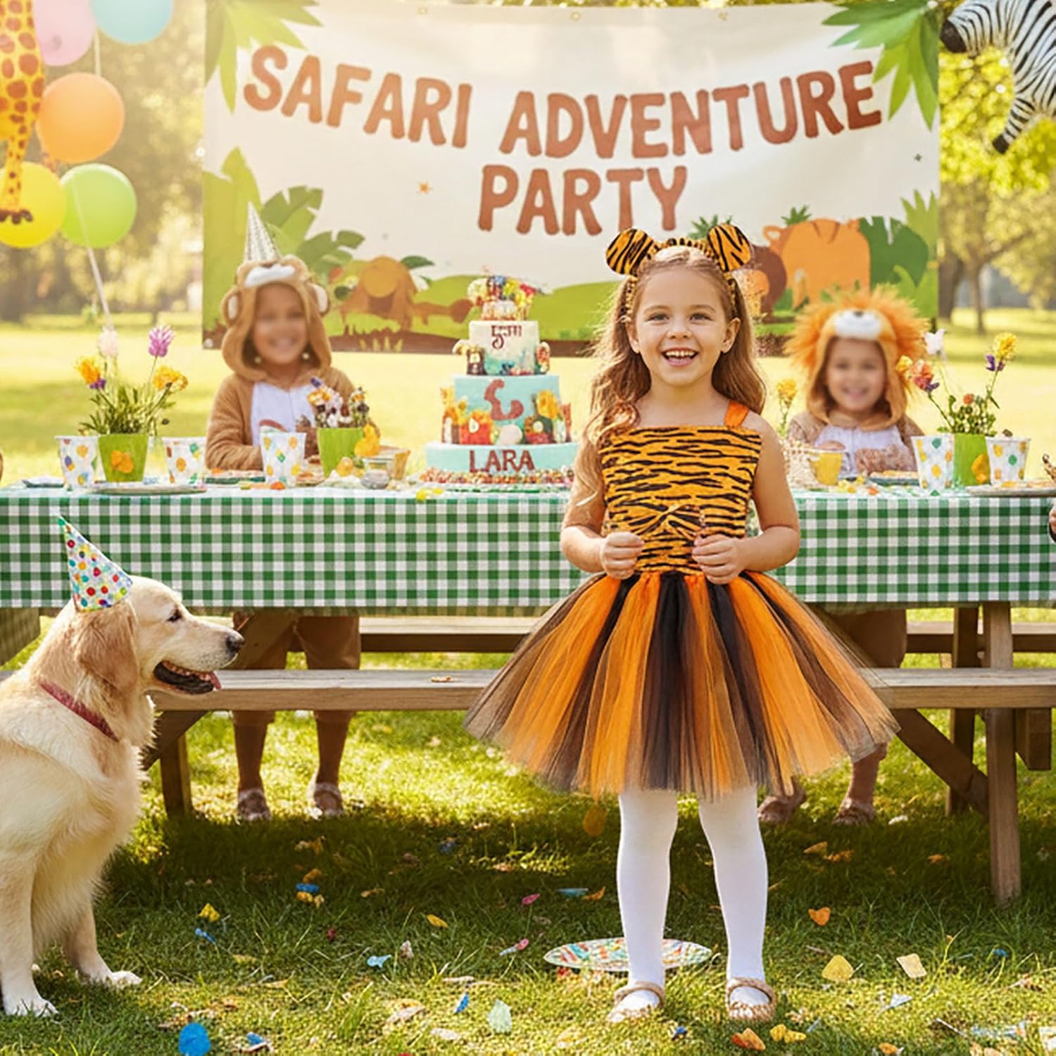 Jungle Party Animal Costume for Girls 1-10 Years Giraffe Leopard Tiger Safari Birthday Halloween Dress Up Clothes