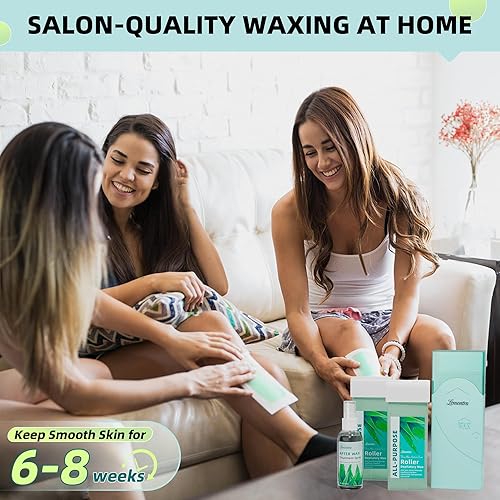 Miniatura 9 de Kit de cera enrollable, kit de rodillo de cera para depilación con 150 tiras de cera, kit de depilación de cera rodante para mujeres y hombres, kit