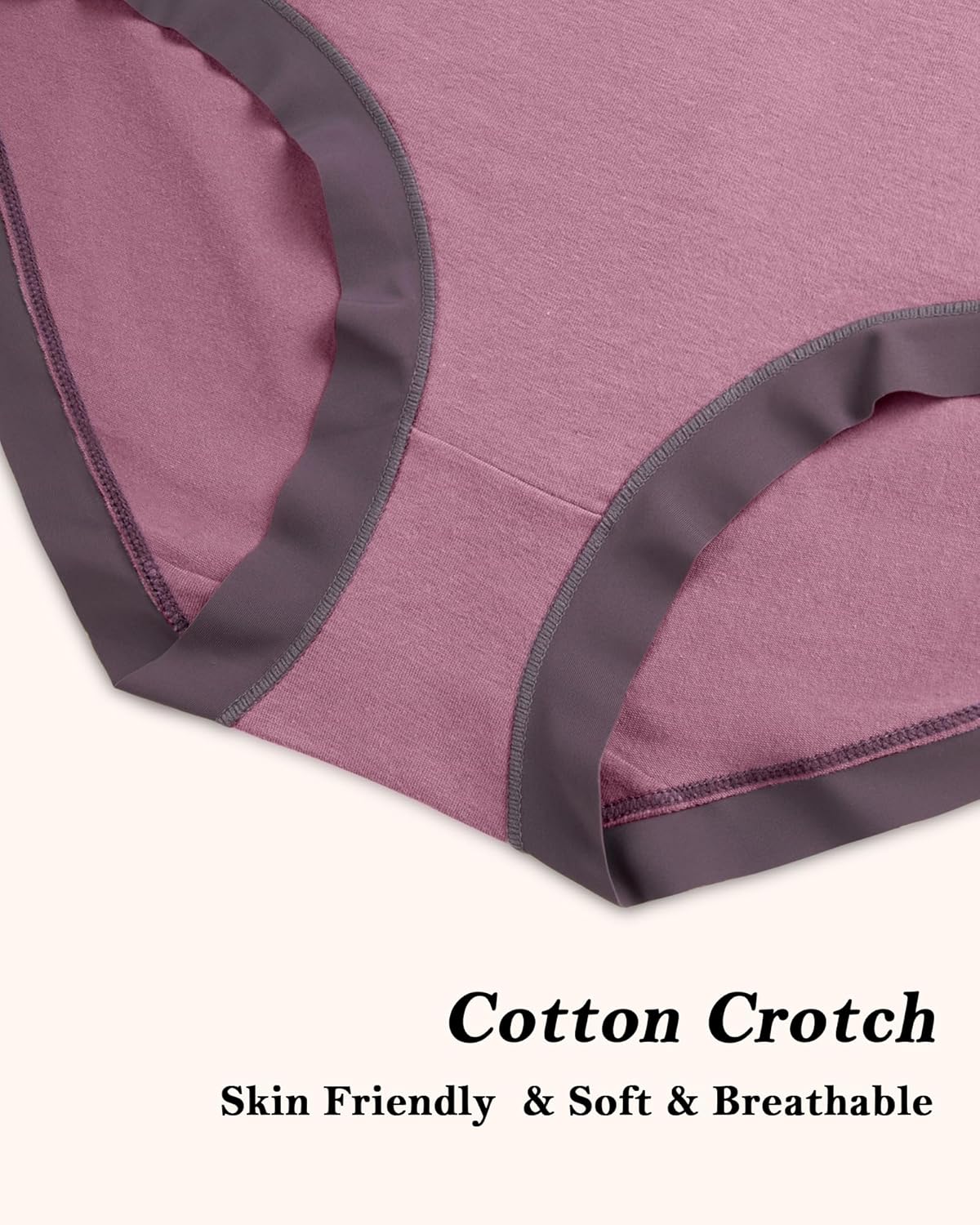 ASIMOON Women's Cotton Underwear Mid Waisted Ladies Panties Soft Breathable Full Coverage Briefs 5 Pack - Image 4