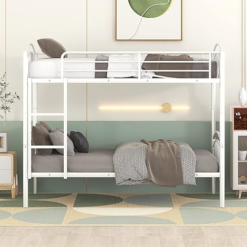 Miniatura 4 de Polibi Litera de metal individual sobre individual litera de metal resistente con barandillas y escalera separable en dos camas individuales negro