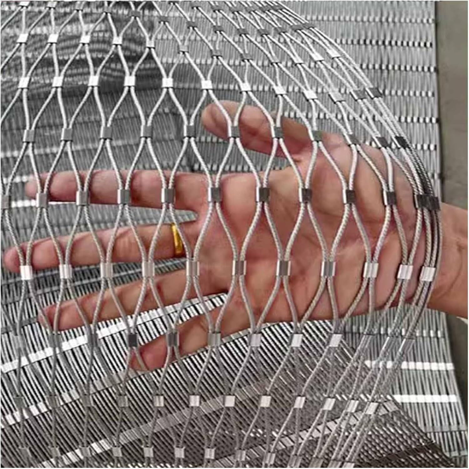 VXHCS 304 Stainless Steel Rope Net, 4 cm/1.5 mm Safety Net, Flexible Rope Railing Net, Flexible Impact Resistance Safety Net, Garden Net (W x L: 1 x 2 m)