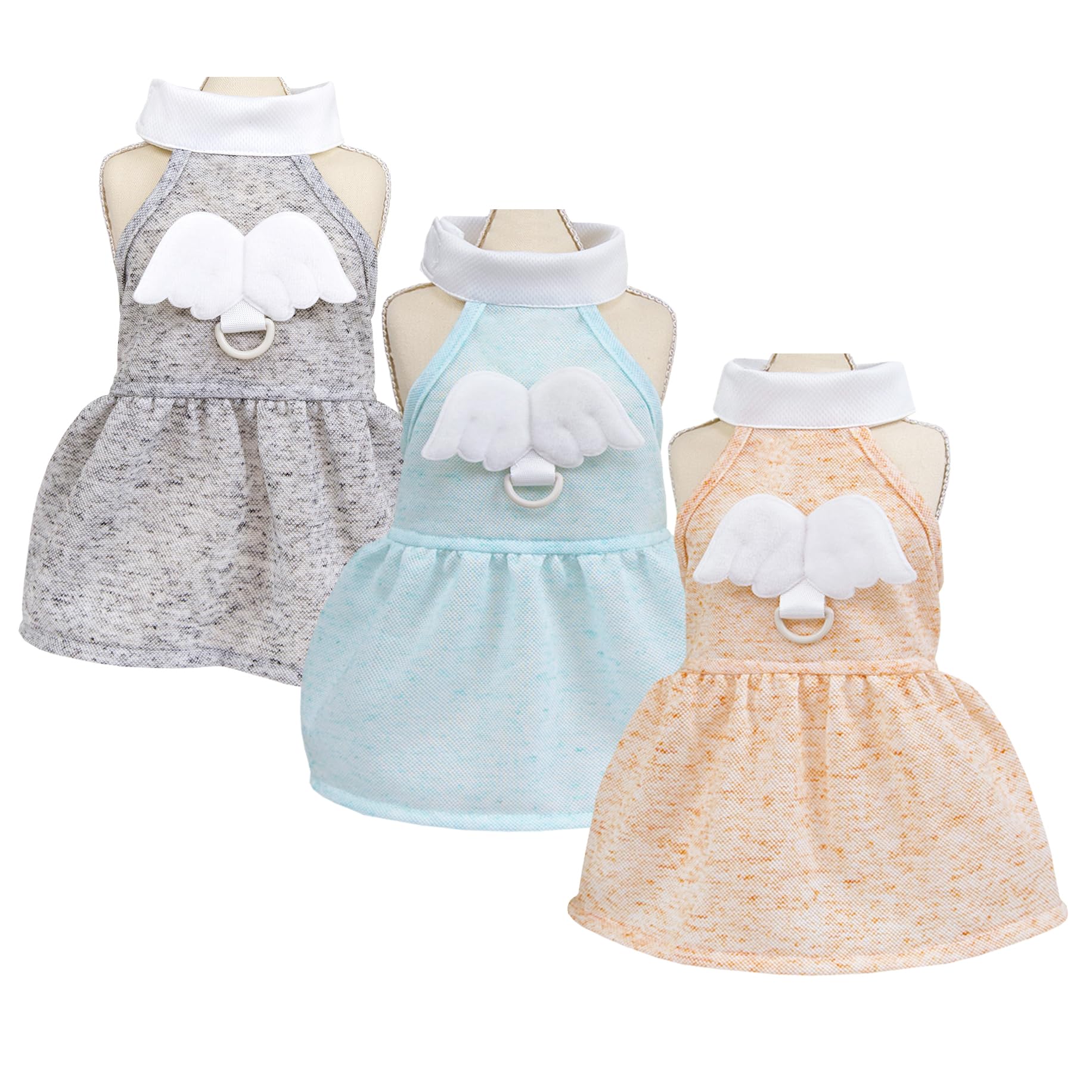 3 Pezzi Abiti per Cani Cucciolo di Lusso Principessa Angelo Ali Pure Vestiti Abito da Sera Abito da Sera Gonna Estiva Vestito per Cani per Piccola Taglia Ragazza