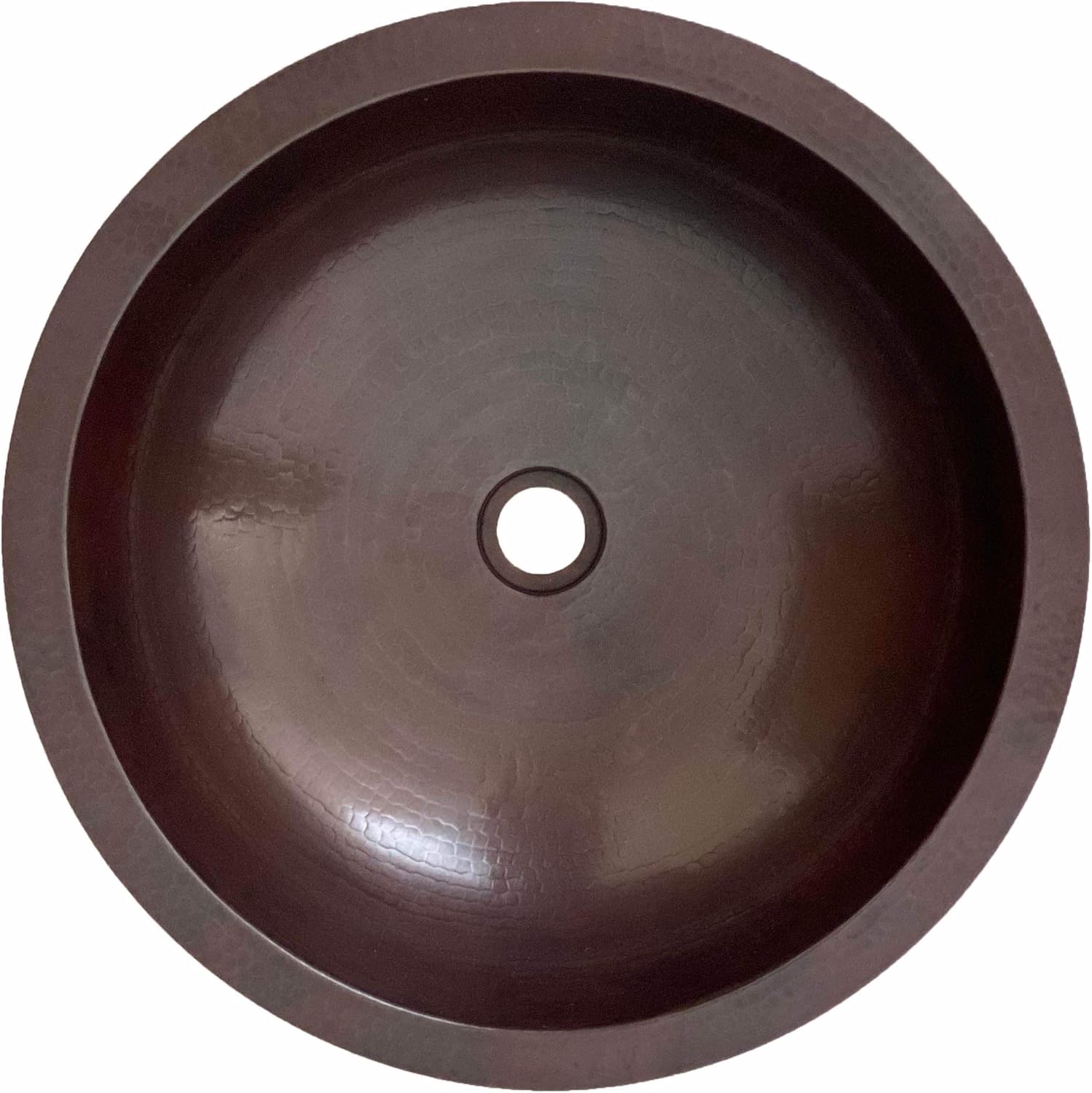 18" Round Copper Bathroom Sink Mexican Copper Bath Sink Pure Copper Hand Hammered Dual Mount Dark CPS07