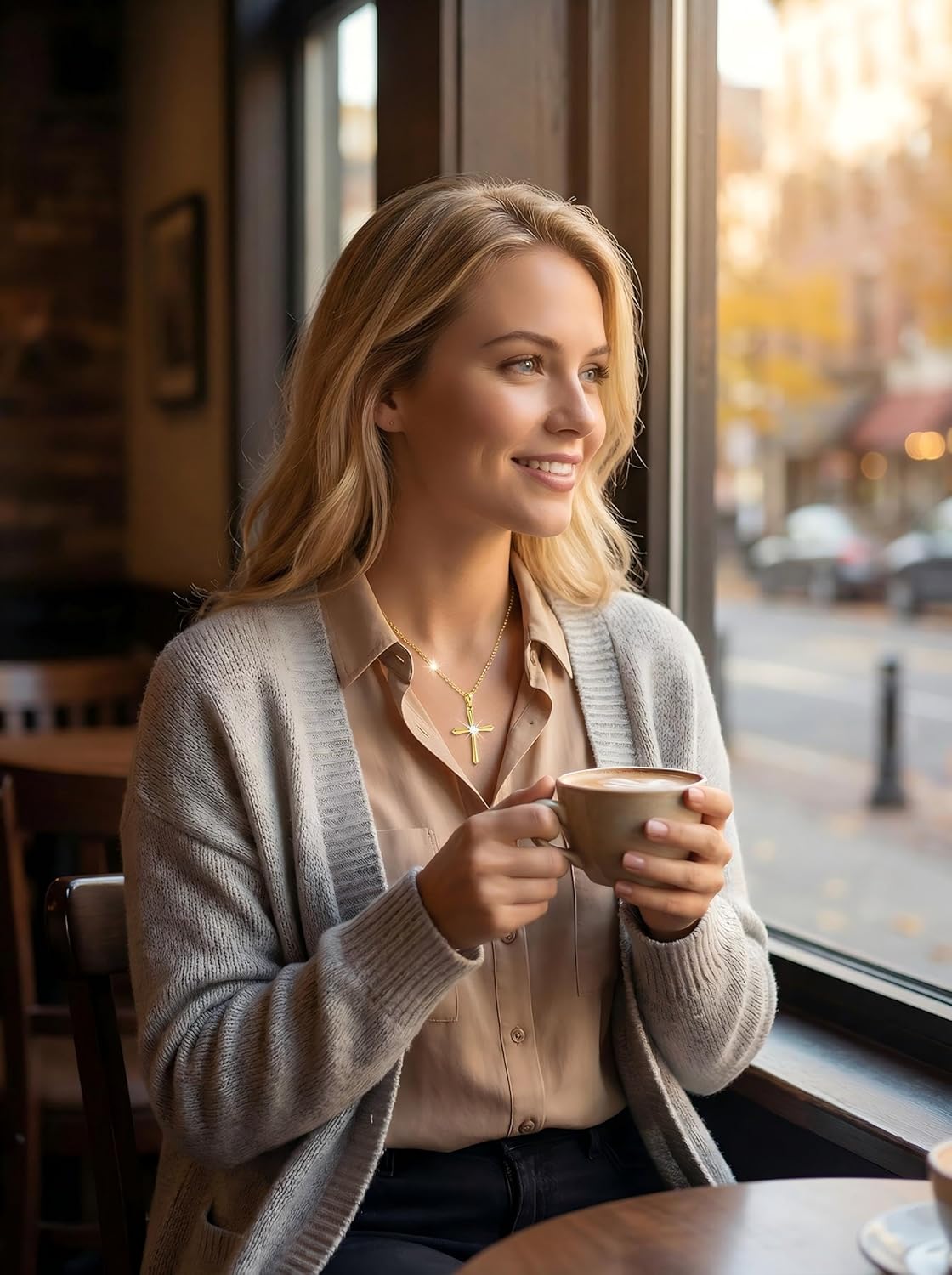 JO WISDOM 18K Gold Cross Necklaces for Women Gold Cross Chain Minimalist Pendant Dainty Necklace for Women Jewelry - Image 5