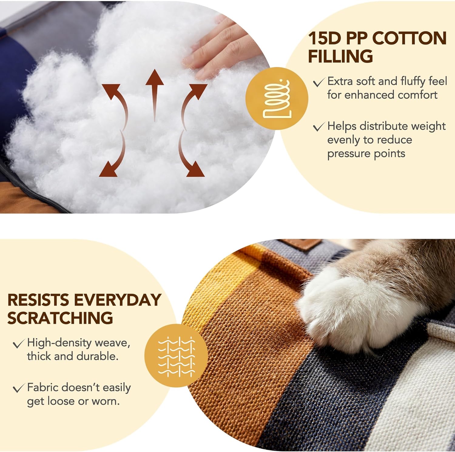 PETNOVO Dog Bed Small Dogs – Removable Washable Cover, Reversible Fleece Cushion, Non-Slip Bottom, Colorful Rainbow Pattern, Gift Box, 25.6 × 17.7 × 7.1 in