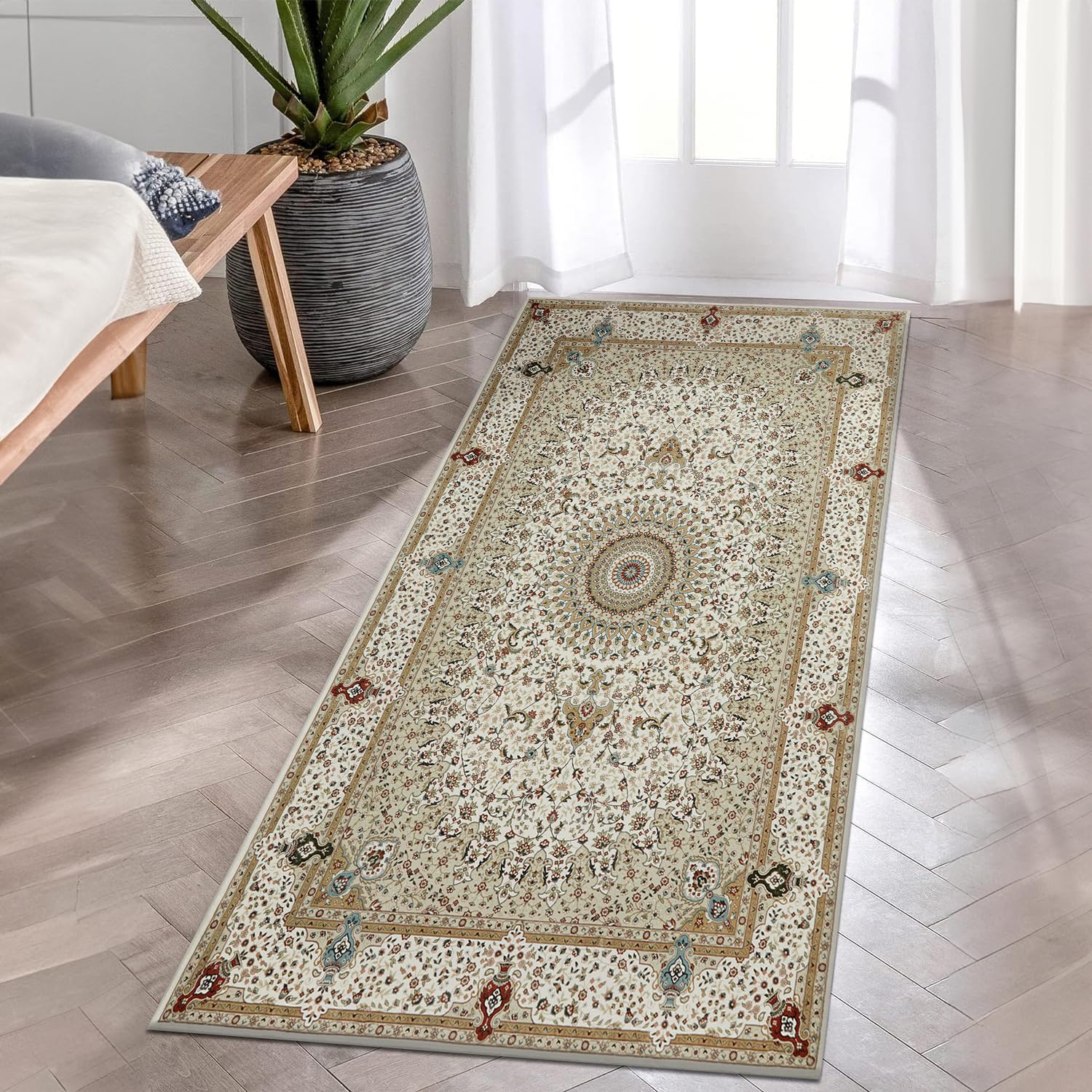BedLooms Door Mat – Machine Washable Door Mats Indoor & Outdoor – Heavy Duty anti Slip TPR Backing Front Doormats - Stylish & Large Perfect Dust Grabbing Entrance Doormat (Willow Beige, 80cm x 150cm) — image 1