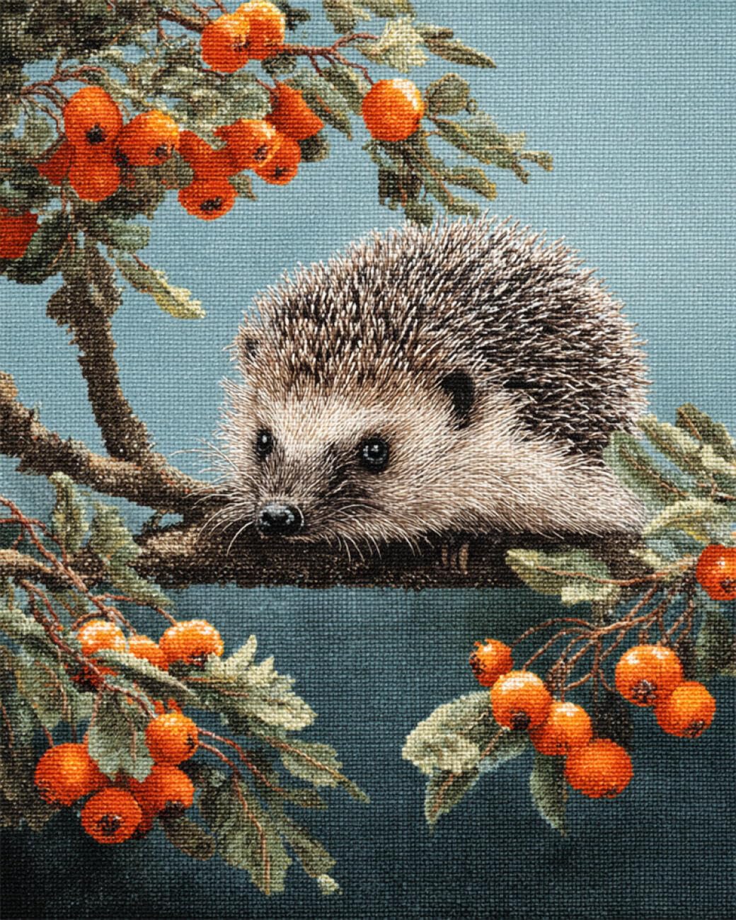 RKFLGEW DIY Embroidery Beads Set Hedgehog and Fruit 30x40cm