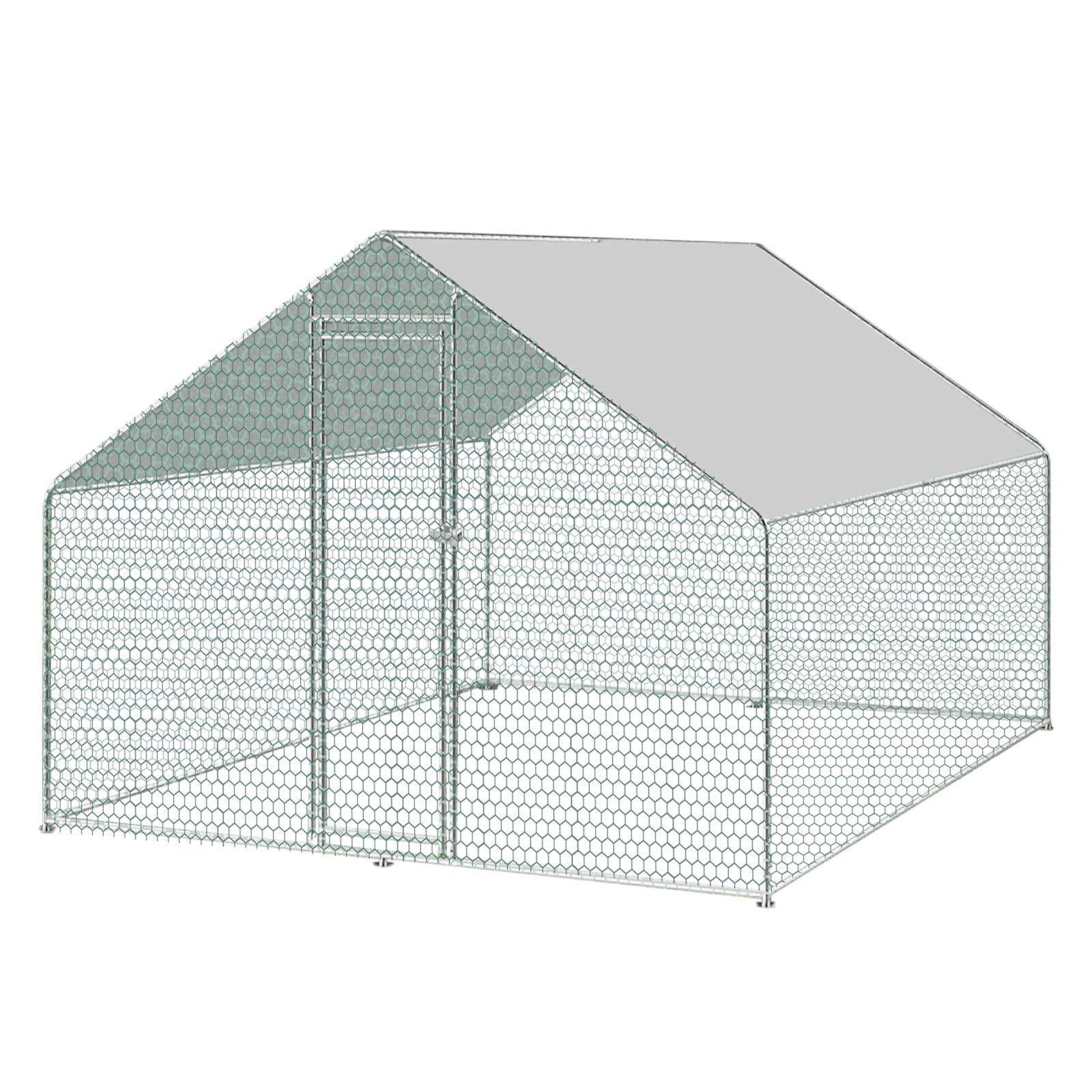 Chicken Coop, Walk-in Chicken Run 6/10 Chickens Poultry Cage Galvanized Chicken Pen Rabbits Outdoor Waterproof