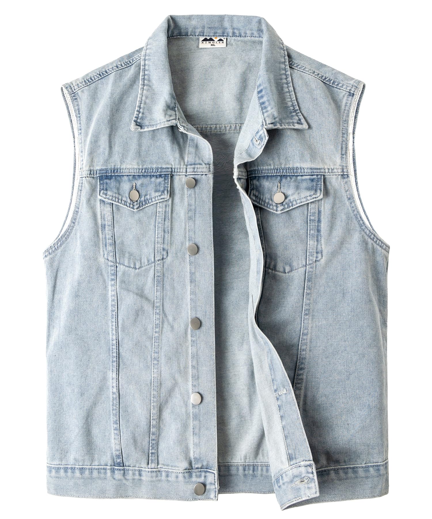 KTWOLEN Herren Denim Weste Vintage Kutte Jeans Weste Ärmello