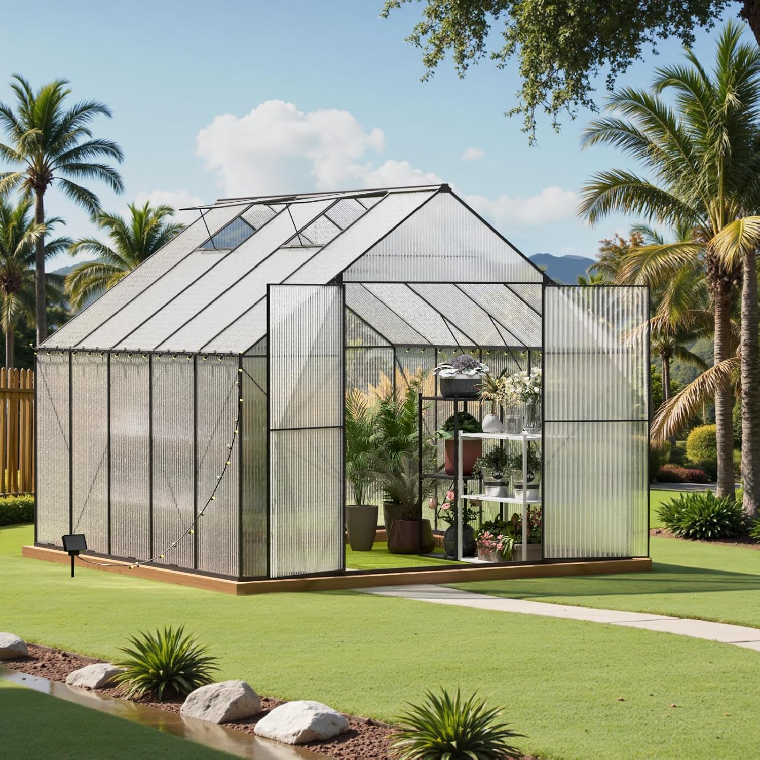 Green House for Outside, Greenhouse for Outdoor, Walk-in Garden Greenhouses, Heavy Duty Polycarbonate Greenhouse, Backyard Green Houses (10x10)