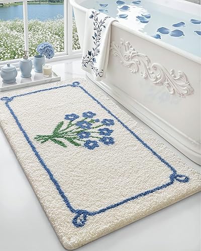 Miniatura 10 de DEXI Alfombras de baño antideslizantes, 20x32 Alfombrilla de baño de microfibra lavable de secado rápido, antideslizante y ultra suave con diseño de