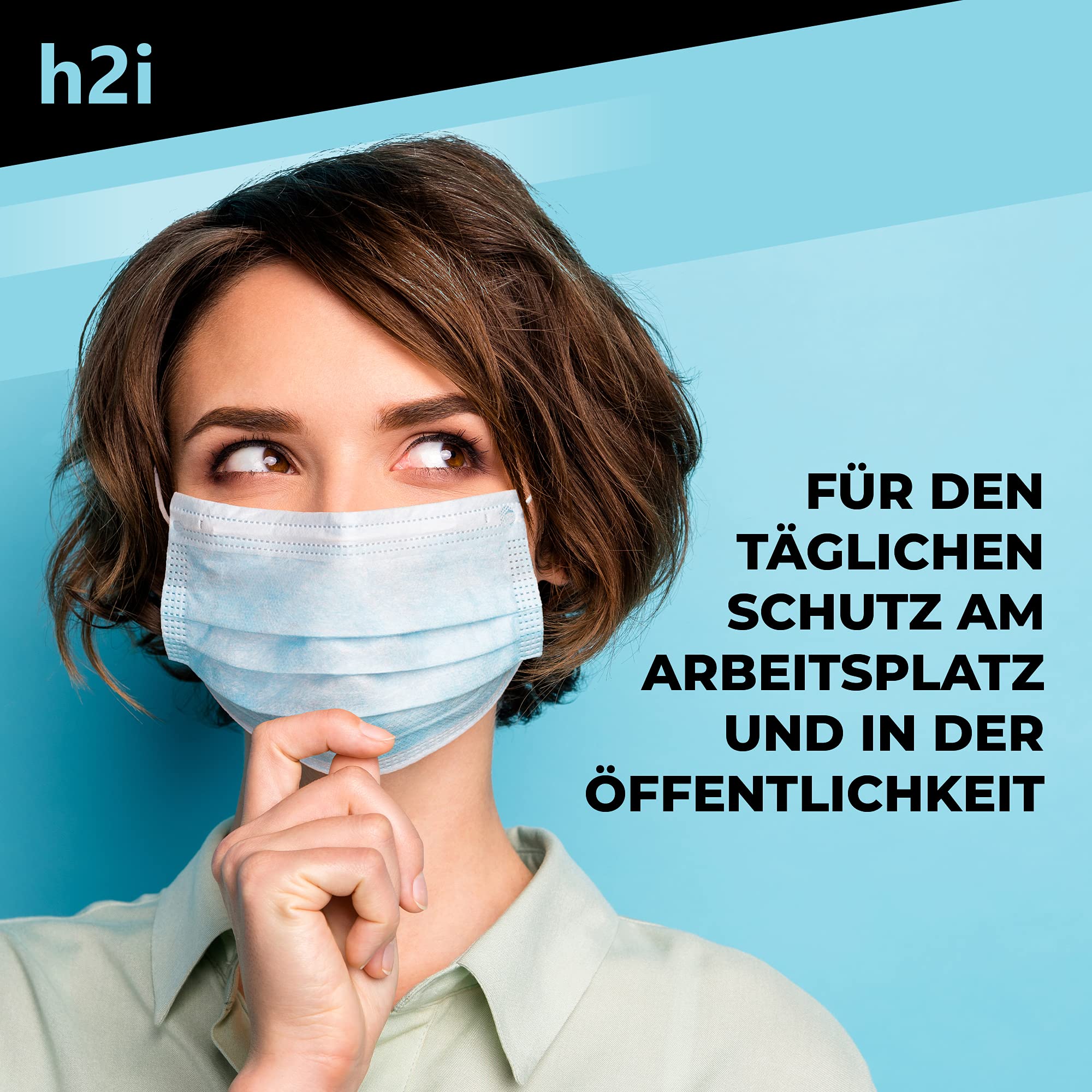 50 x 100 x 250 x 500 x 1000 x 2000 x 5000 x 10 000 pièces - 3 couches - H2i - Masque de protection pour le nez.