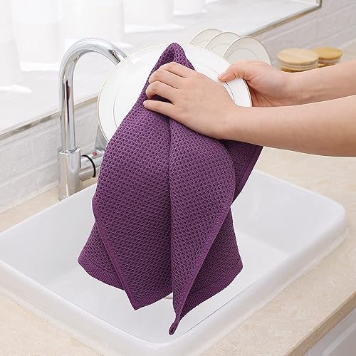 Miniatura 177 de Homaxy Trapo de cocina de 100% algodón, tejido de punto gofre, ultrasuaves, absorbentes, de secado rápido, para limpiar, 13 x 28 pulgadas, paquete