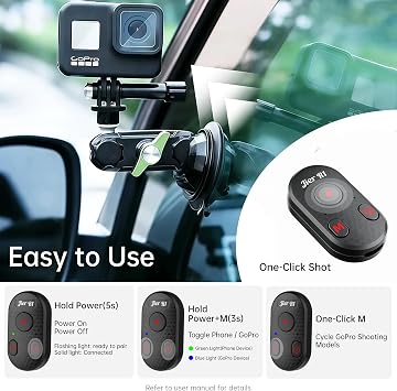 Bluetooth Camera Remote Control for iPhone & GoPro 65ft Range, Instant Pairing, No App | Type-C Rechargeable Shutter Remote for Selfies & Vlogging, Compatible with iPhone 12-17, GoPro 8-13, Android