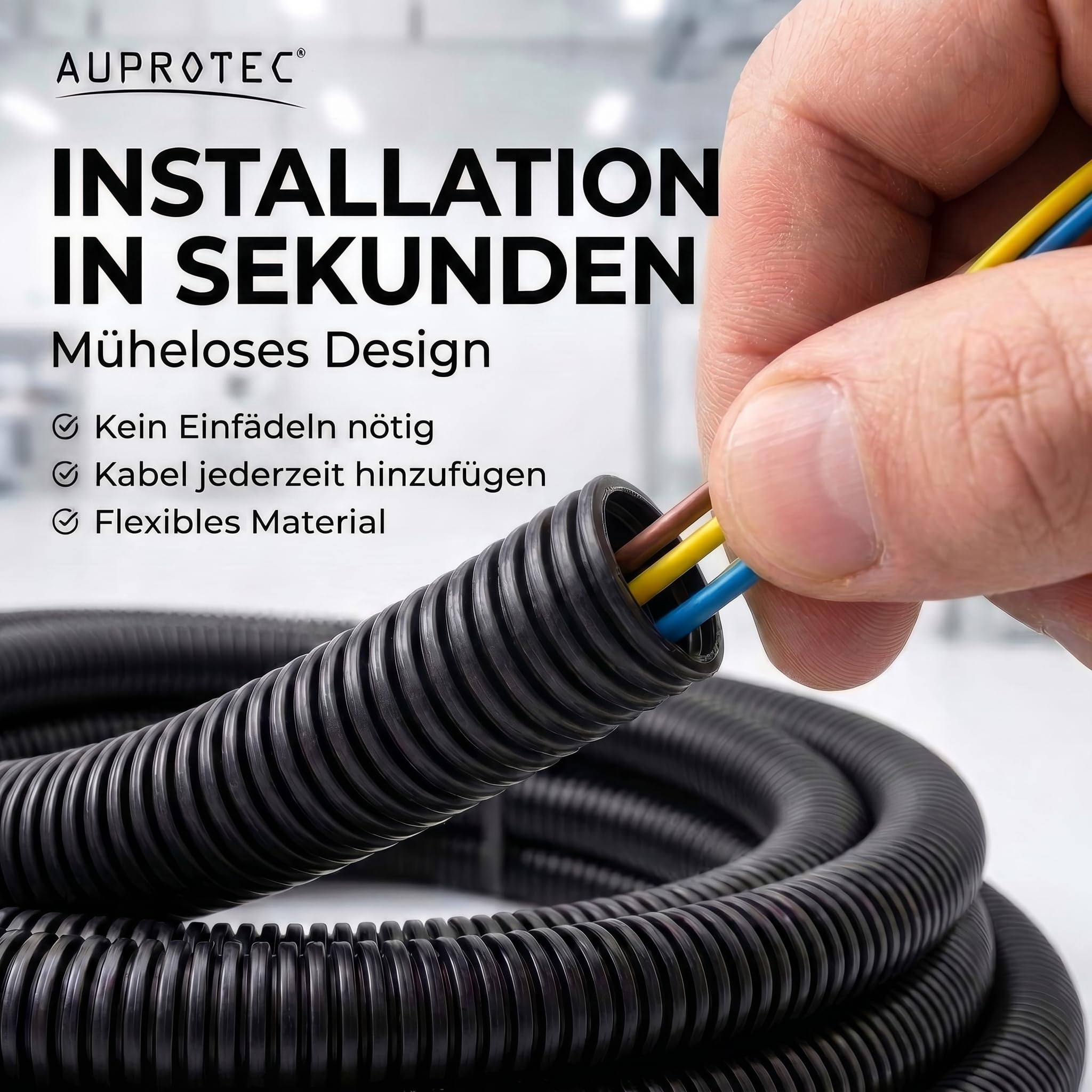 AUPROTEC Tube ondulé non fendu NW 19 / Ø intérieur 19,4 mm, 50 m, noir