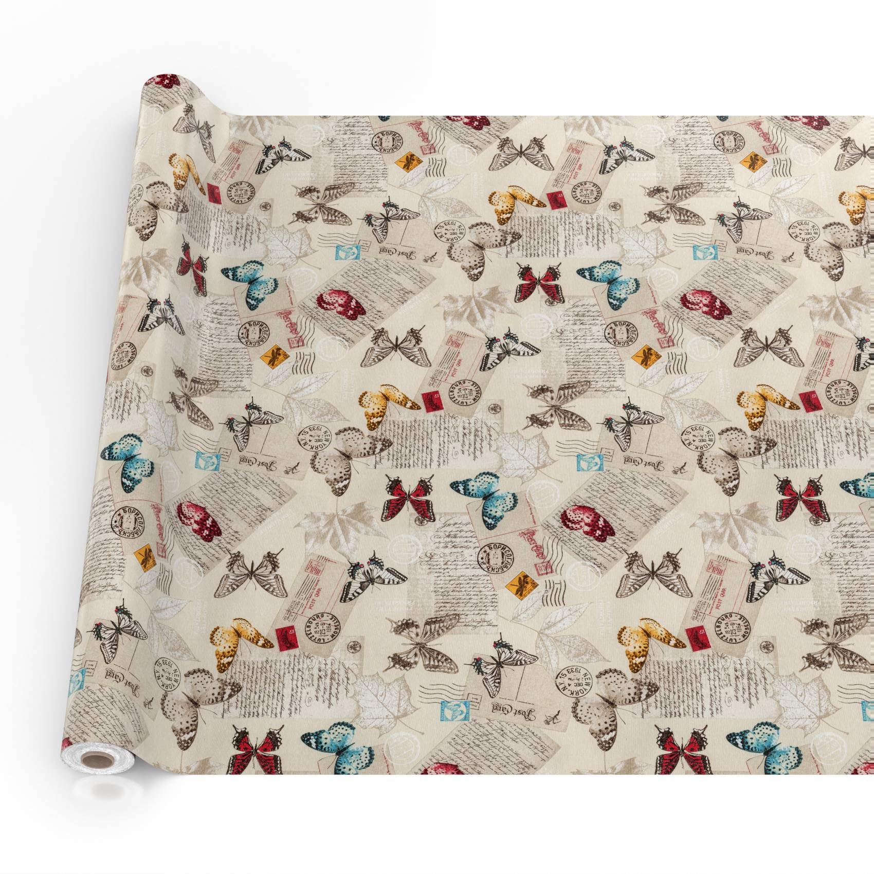 ANRO Tischdecke abwaschbar Schmetterlinge mit Saum oval 220x140 cm
