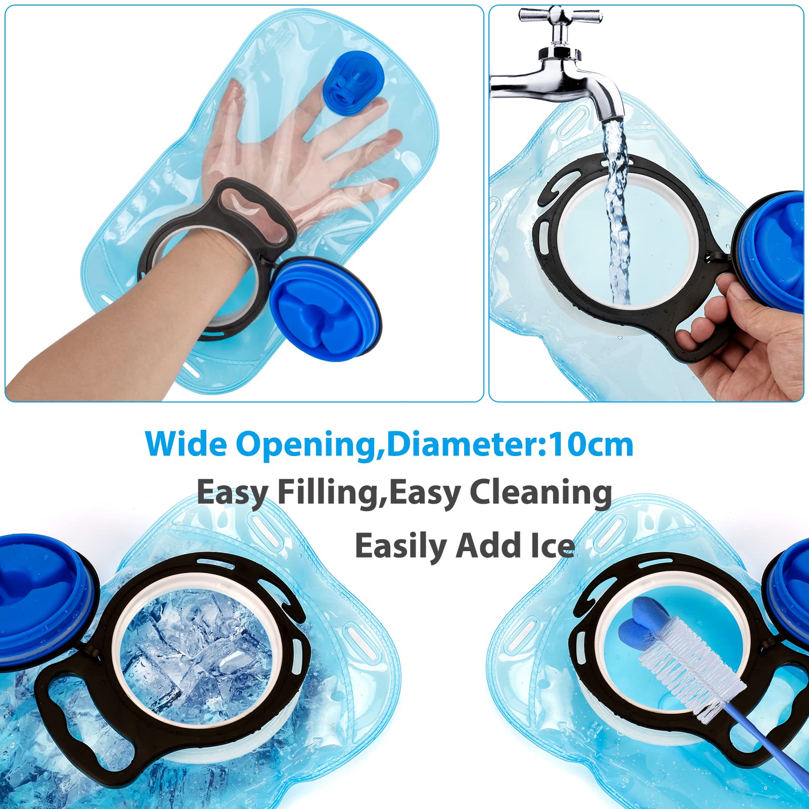 Bolsa De Agua Uktunu Mochila Hidratación 2 Depósito De Dgua Portátil TPU Libre de BPA Tubo Desmontable Apertura Grande Bolsa Hidratación para Ciclismo Senderismo Excursionismo Camping