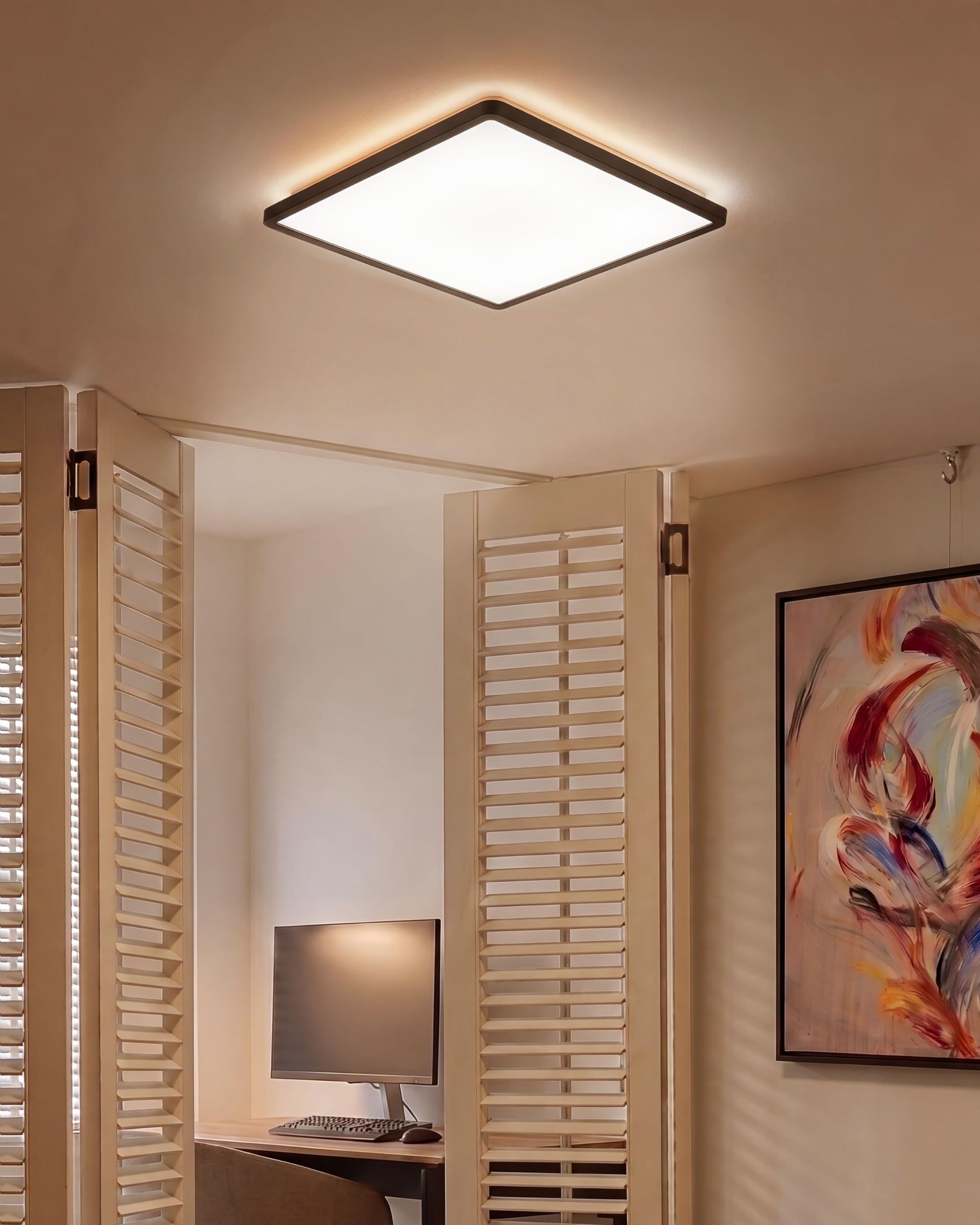 Lampa sufitowa płaska plafon kwadratowy LED panel natynkowy 42 cm czarny Tivora