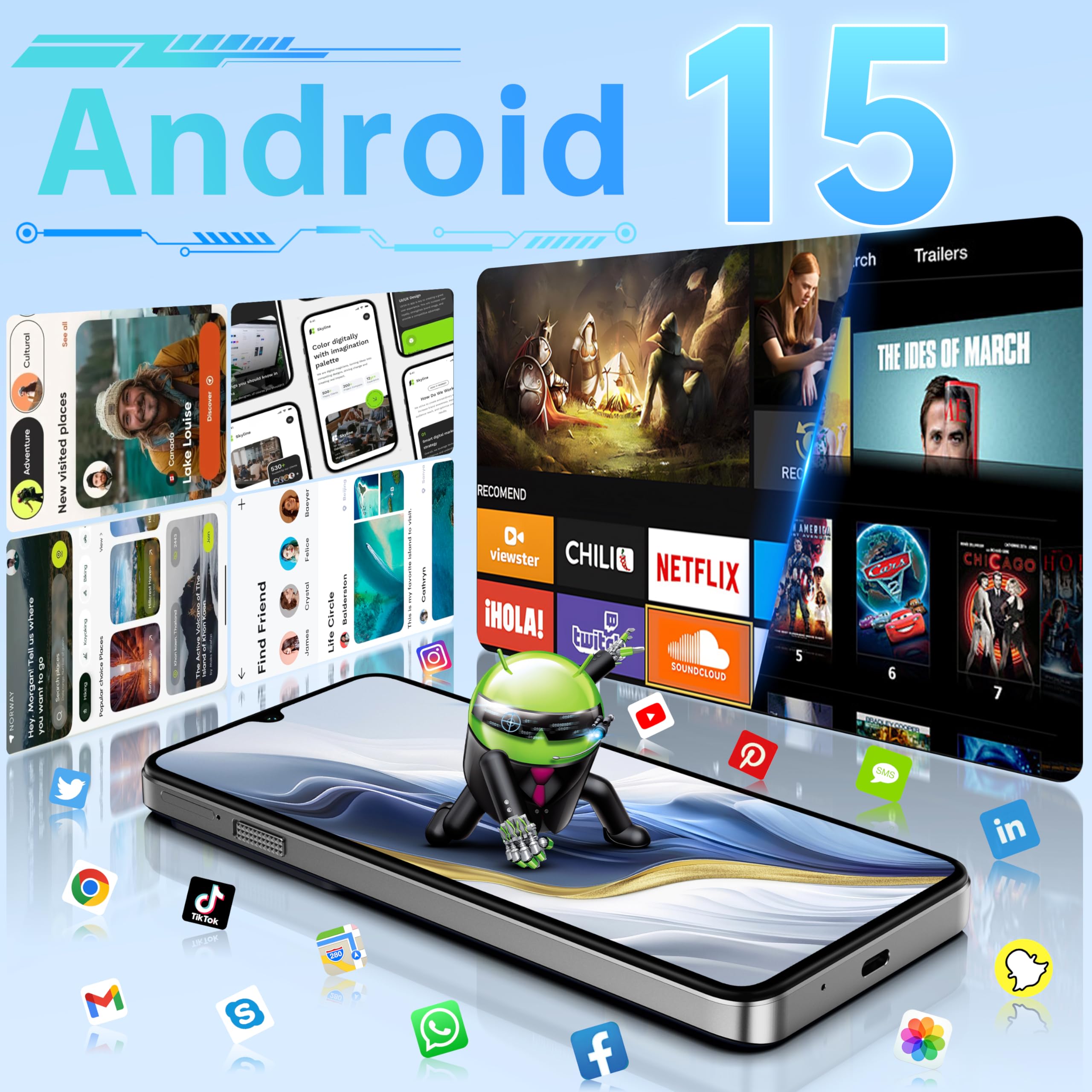 OUKITEL C60 Smartphone Android 15-10000mAh Telefono Cellulare 16GB+128GB(TF 1TB) Cellulari e Smartphone 4G, 6.88" HD+ 90Hz,AL 110 dB/Torcia 120 Lumen/13MP+8MP/Sblocco biometrico/Face ID/Dual SIM/OTG