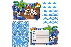 YCKens Blue Lilo and Stitch Party Invitation Cards