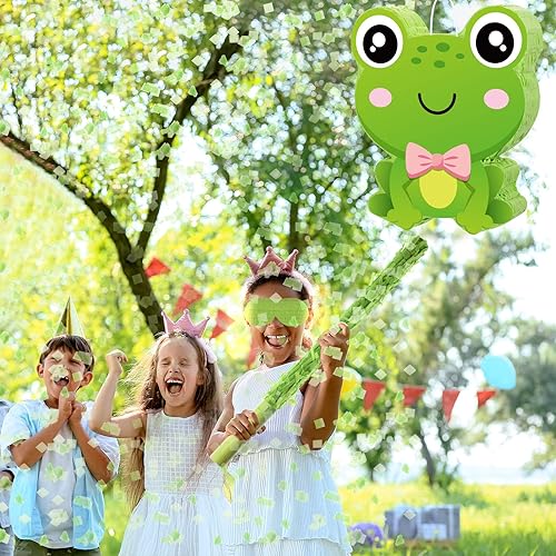 Miniatura 6 de Suministros de fiesta de rana y piñata de rana, piñata de rana con los ojos vendados y rana murciélago, decoraciones de fiesta de cumpleaños para
