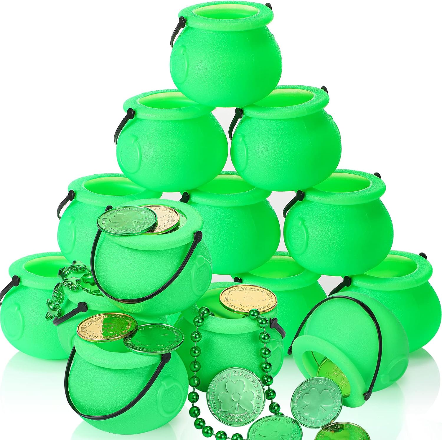 12 Pieces Gold Pot Mini Cauldron Kettle for St Patrick Day Green Pot of Gold Lucky