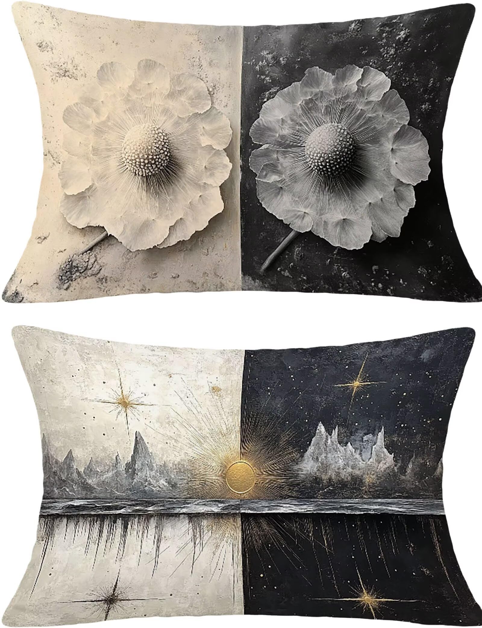 Federe Cuscino 60x80 Set di 2, Astratto Federe Cuscini Divano Lino, Rettangolari Copricuscini 60x80cm Con Cerniera Invisibile, Copricuscino per Camera Letto Casa Decorazioni Regalo, Retro kj-2871