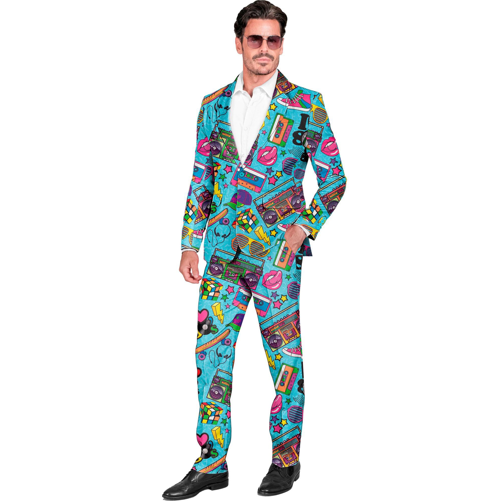 W WIDMANN MILANO Party Fashion - Completo da Uomo Anni '80 | Con giacca e pantaloni, look retrò accattivante, costume per Carnevale, festival e feste a tema