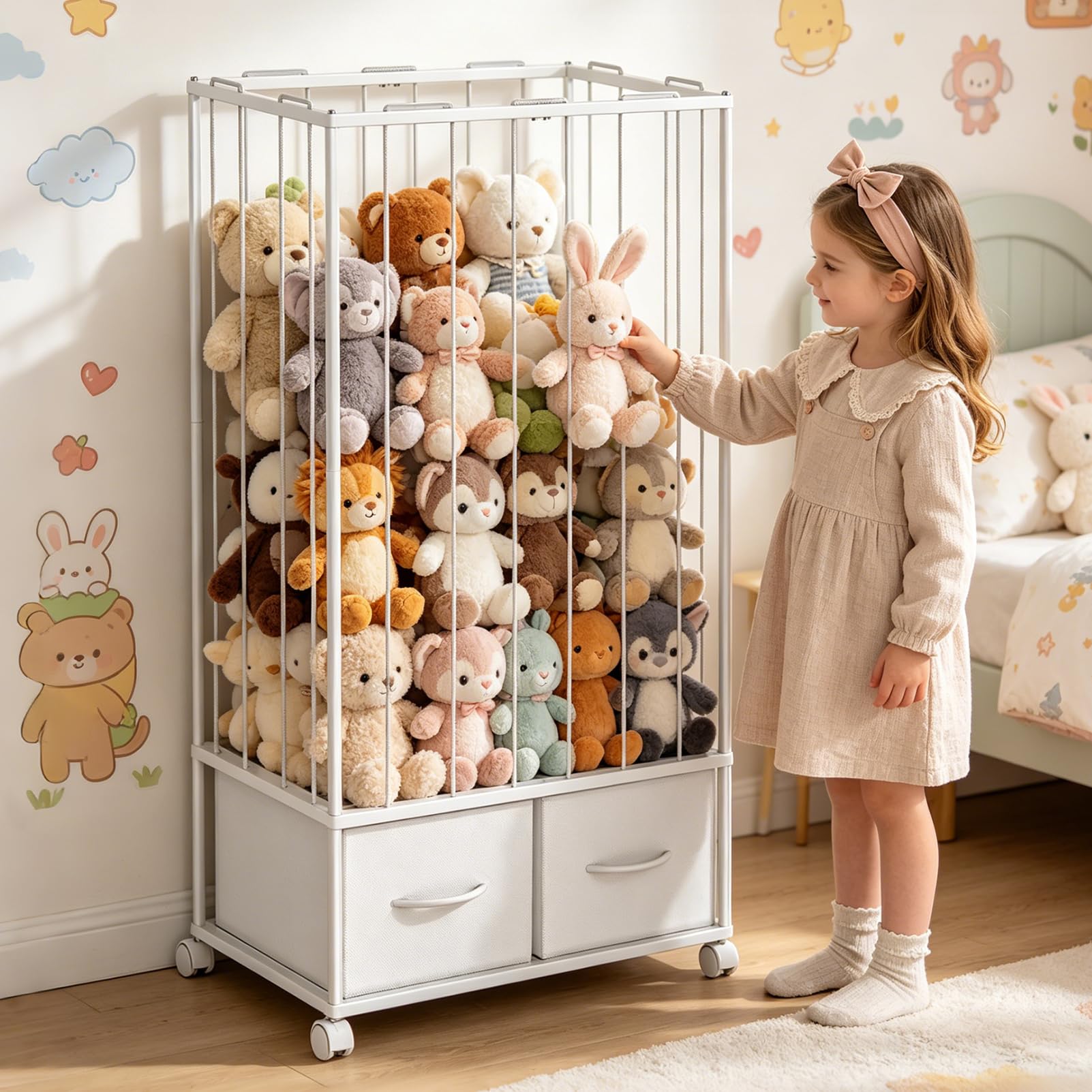 Organizador de Peluches, con Cajones, para Guardar Juguetes de Peluche