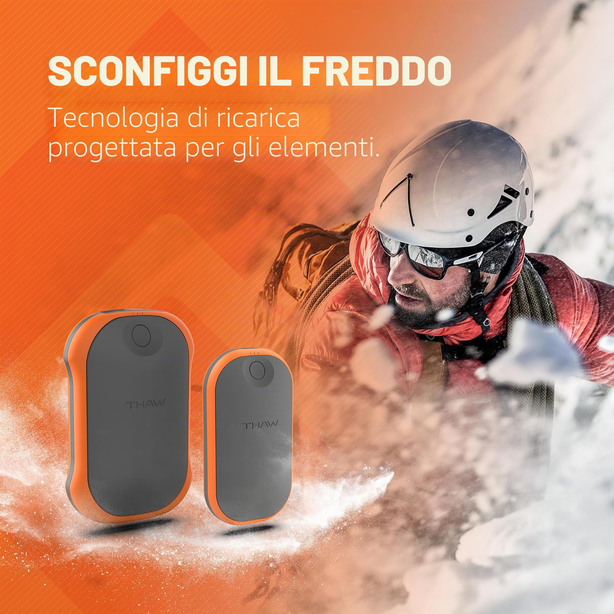 THAW Scaldamani ricaricabile e Power Bank, 10000mAh - Per passeggiate invernali, escursioni, campeggio, sport all'aperto, viaggi, trekking