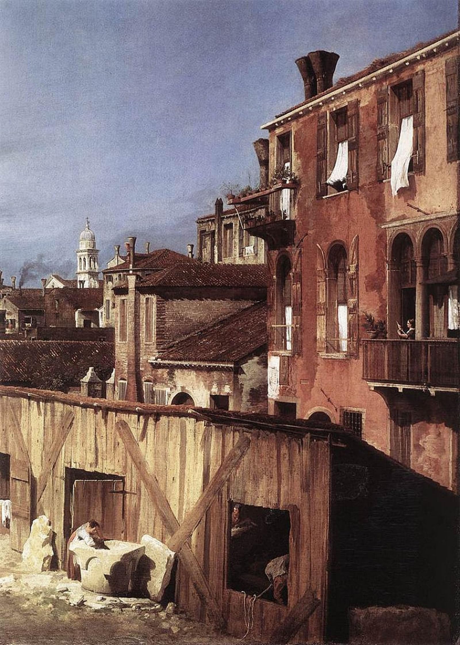 SERENDIPITP Vintage Picture Print on Canvas Wall Art Poster The Stonemasons Yard by Antonio Canal Artwork Print Poster for Wall Decor 60x90cm