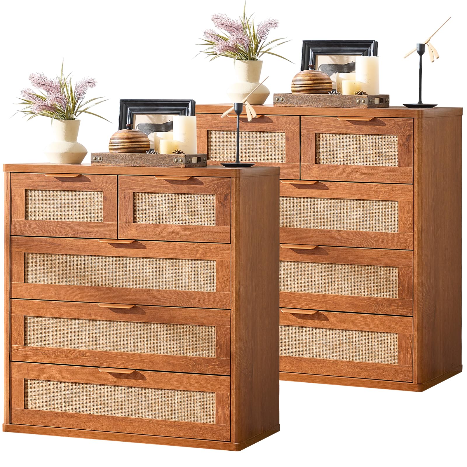 LEYAOYAO Rattan Dresser Set 2 for Bedroom, 33.5" Small Chest of Drawers