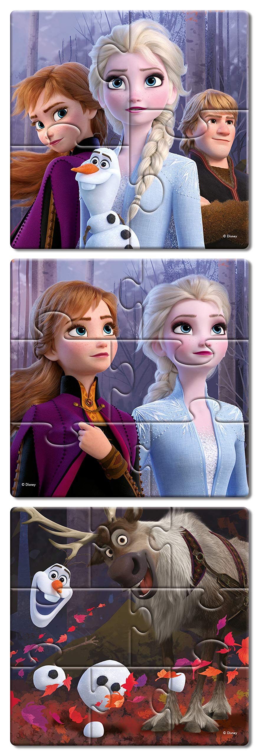 Frank Disney Frozen II First Puzzles - A Set of 3 Jigsaw Puzzle for Kids Above 3+ Years - Fun & Challenging Brain Booster Games - for Focus and Memory - 13706
