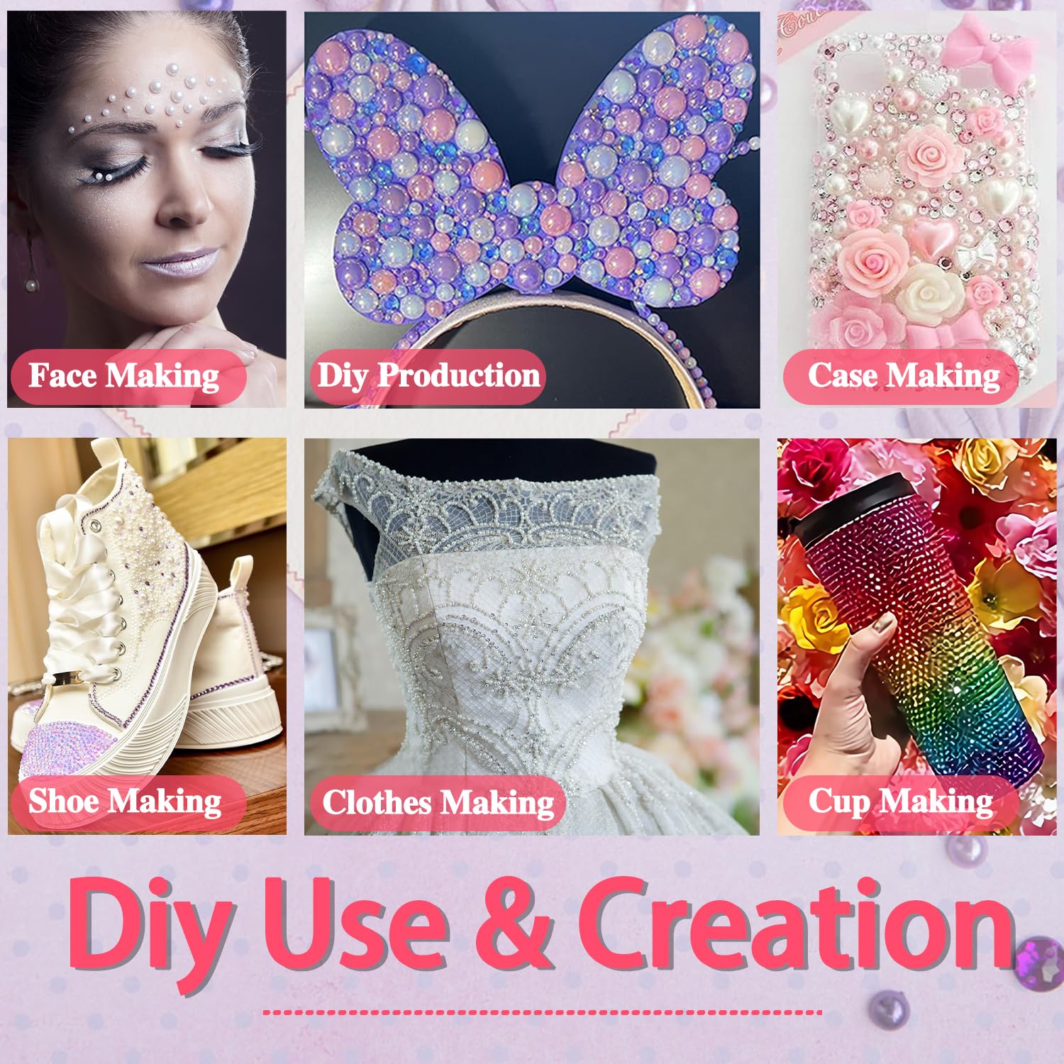 6100 perlas de uñas, perlas de parte trasera plana para manualidades, medias perlas para maquillaje, perlas planas para manualidades, manualidades, abalorios, decoraciones de uñas con pinzas y