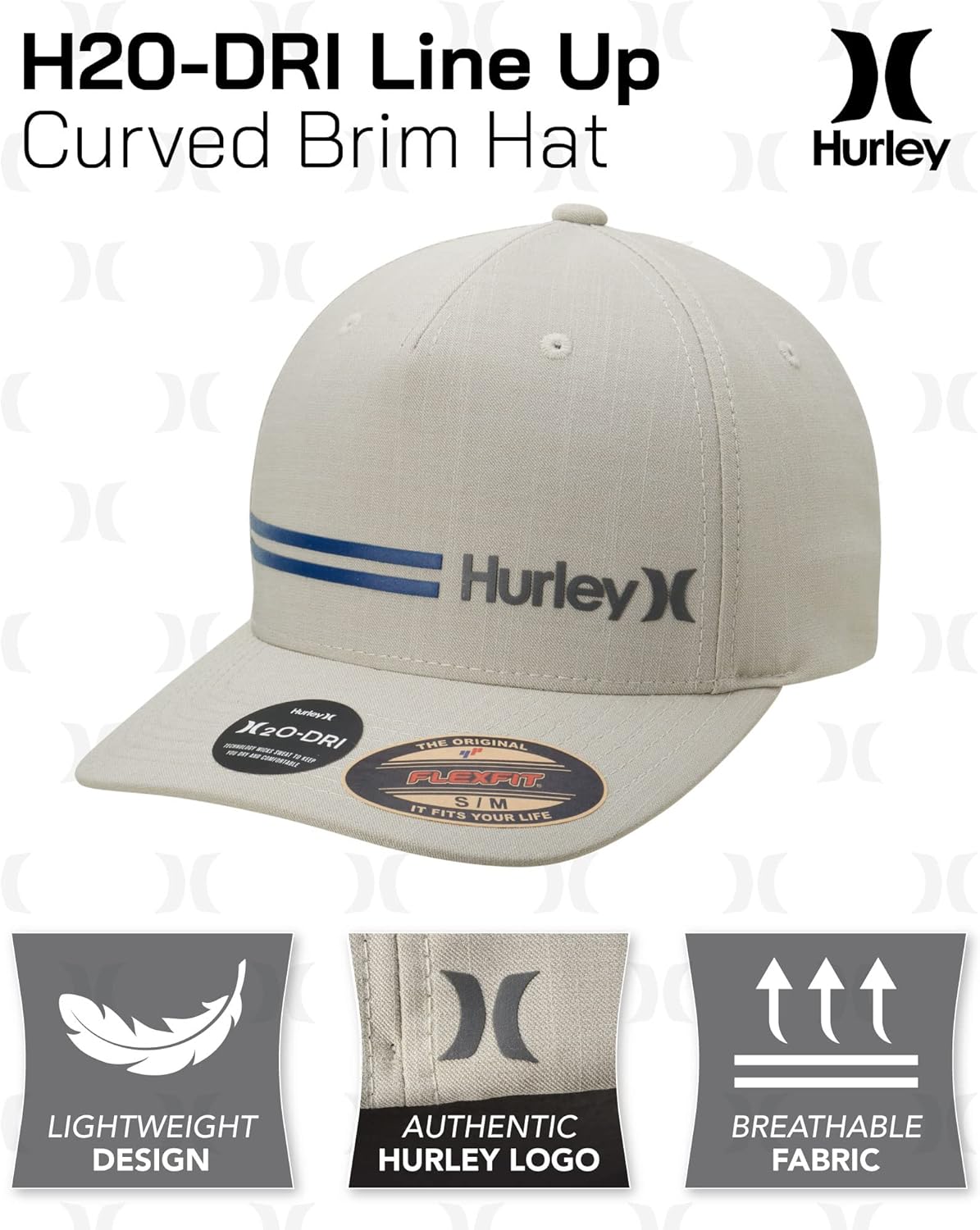 Hurley Mens Baseball Cap - Breathable Stretch Quick Dry Fitted Ball Cap - Lightweight Curved Bill Baseball Caps for Men - Image 2