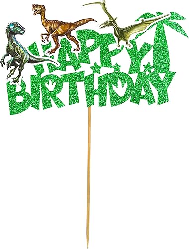 Miniatura 3 de Gyufise Decoración de pastel de dinosaurio con purpurina para decoración de pastel de dinosaurio para baby shower, niños y niñas, decoración de